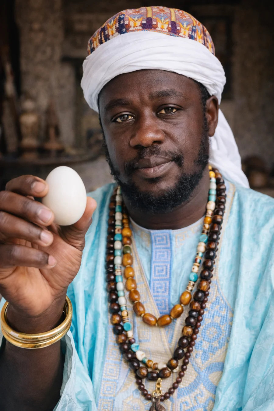 Marabout Kéïta lors d'une consultation spirituelle traditionnelle